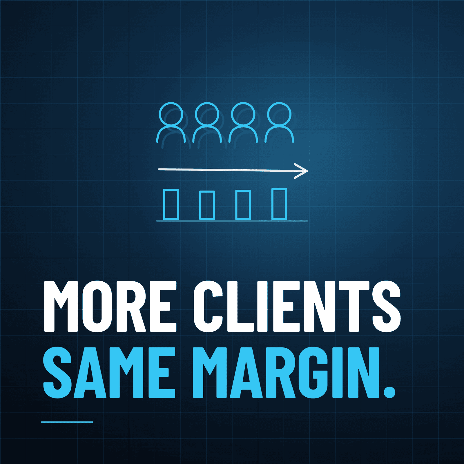 More clients at the same or lower margin. Taking on additional work without reviewing whether the pricing and margin structure still makes sense can mean you're doing more work for roughly the same (or worse) overall return.