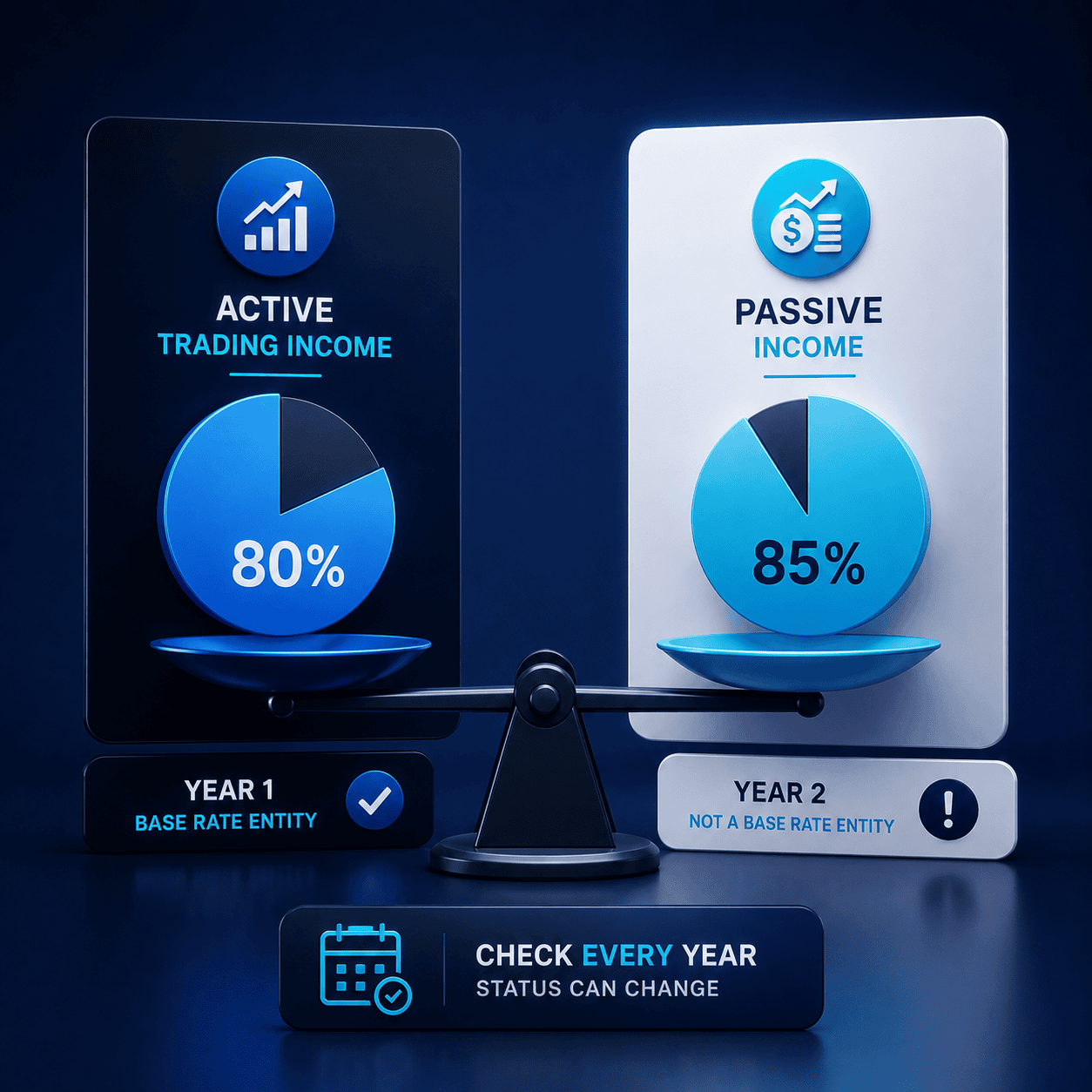 The passive income test can shift year to year