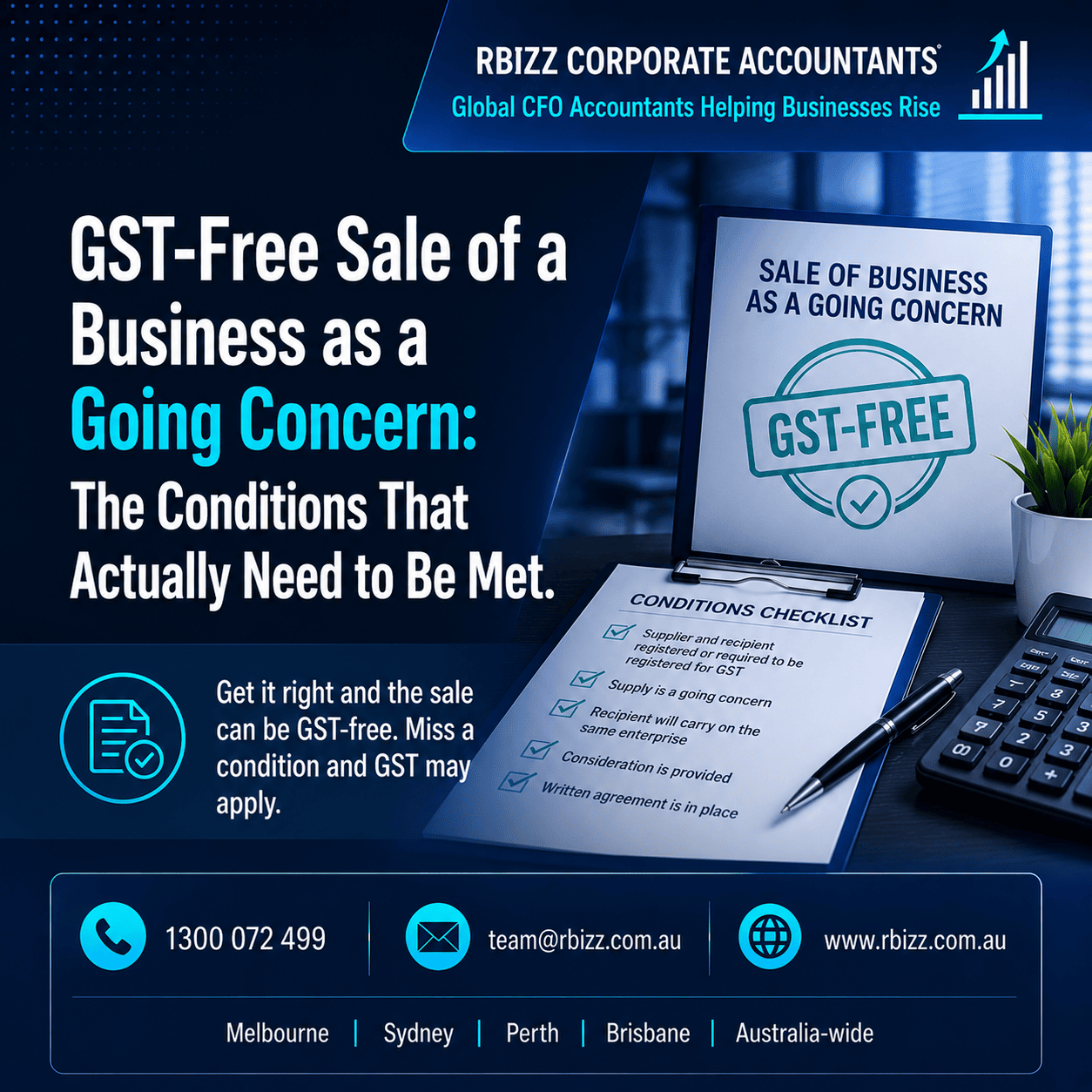 GST-Free Sale of a Business as a Going Concern: The Conditions That Actually Need to Be Met